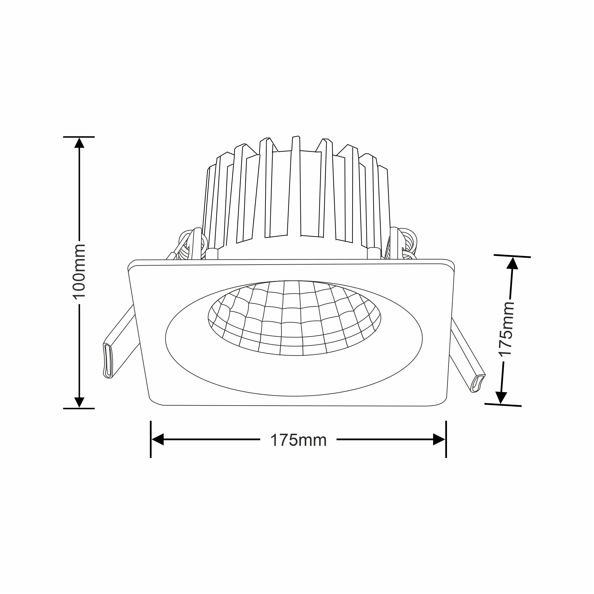 DL200090  Bionic 30, 30W, 700mA, White Deep Square Recessed Downlight, 2550lm ,Cut Out 155mm, 42° , 3500K, IP44, DRIVER INC., 5yrs Warranty.